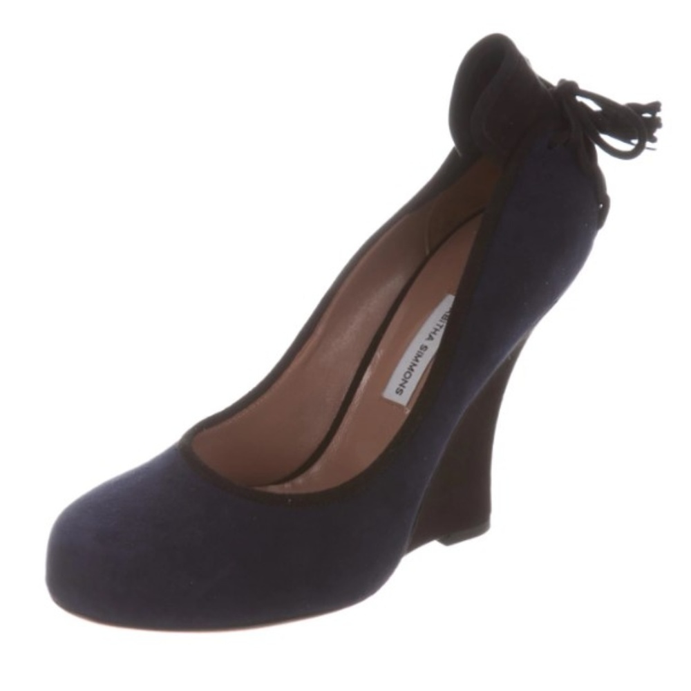 TABITHA SIMMONS Suede Wedge Pumps Size: 8.5